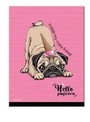 Trhací zápisník hello pugicorn 9x12cm